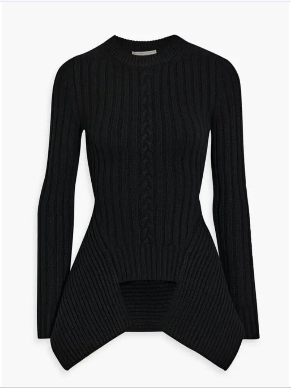 Alexander McQueen Cable-knit Wool Cashmere-Blend Peplum Sweater, XS